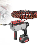 Electric Wire Puller With 150kg Max Pulling Force And Automatic Cord Stringing, battery-powered tool with red and black rope.