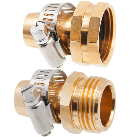 Heavy Duty Aluminum Garden Hose Repair Kit With Clamps And End Connectors For Three Quarter And Five Eighths Inch Hoses Includes Four Female And Four Male Fittings Eight Clamps And Extra Rubber Washers Universal Fit