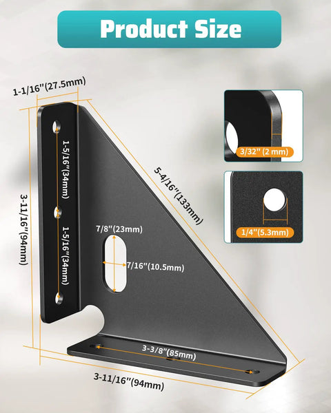 Heavy Duty Metal Triangle Corner Brackets For Wood dimensions and design detail with measurements for woodworking projects.