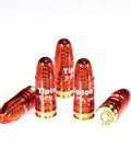 Red 9mm pistol snap caps, reusable dummy rounds for safe dry fire, trigger tuning, hammer spring tension release, easy maintenance