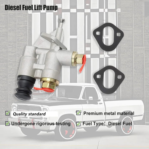 Fuel Lift Pump Transfer Injection Pump For 1994 To 1998 Ram 2500 3500 Pickup With Cummins 5.9L 6BT Diesel Engine Replacement 3936316 shown with gaskets