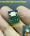 4pin 1mm Soft Cable Coverter Board held in hand, dimensions 13.9mm x 11.7mm, for DIY electronics projects.