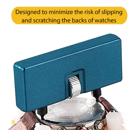 Watch Back Opener And Case Remover Tool Set For DIY Repair Easy Safe Pro Grade Gear opening a wristwatch back cover safely.