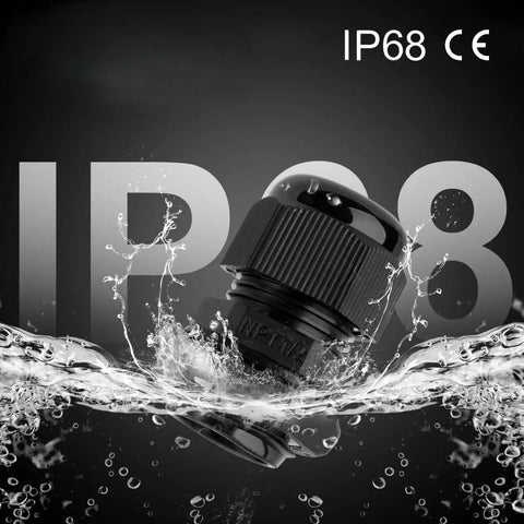 Two Pack 1-1/4 Inch NPT Nylon Cable Glands Waterproof Adjustable 18.5-25mm 0.73-0.98 Inch IP68 Weatherproof Seals With Gaskets For Indoor And Outdoor Electrical Installations And Cable Entry Protection, black IP68 gland