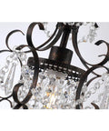 Detail view of Chic Mini Bronze Chandelier 1 Light 11 Inch Crystal Ceiling Fixture, ornate bronze frame with crystal accents.