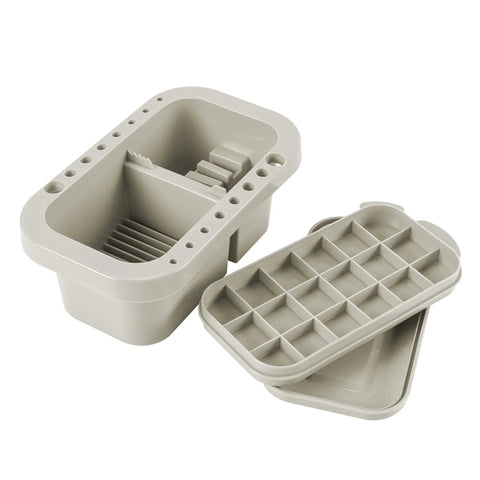Must-Have Paint Brush Cleaner And Holder With Built-In Palette And Wash Basin For Acrylic, Watercolor, And Water-Based Paints, Compact Portable Organizer In Gray.