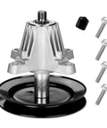 Bulletproof Blade Spindle Assembly Fits Craftsman Cub Cadet Troy Bilt 42 Inch Riding Lawn Mower Deck, includes mounting hardware and threading bolts.