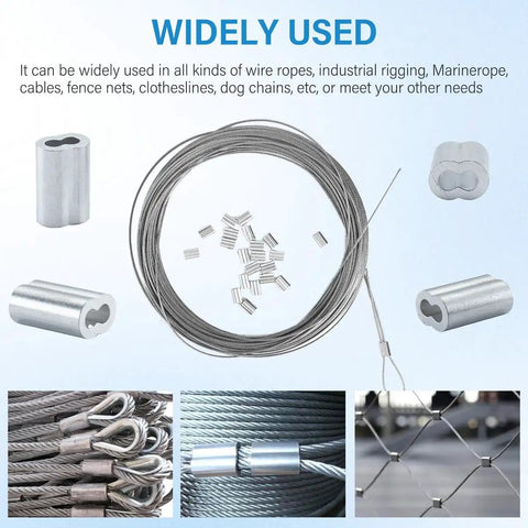 100 Pack 1/16 Inch Aluminum Crimping Sleeves Loops For 1.5mm Wire Rope Ferrules with wire rope and cable use