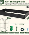 Galvanized Raised Garden Bed With Trellis, 6 By 3 By 1 Ft, Two Pack Outdoor Garden Beds, black metal frame, trellis supports.