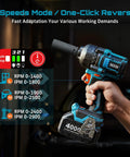 Heavy Duty Half Inch Brushless Impact Wrench with 3 speed modes and one-click reversal for versatile automotive use.