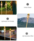 Natural Bamboo Tiki Torch Outdoor Set 2 Pack With Decorative Woven Design for Outdoor Parties and Weddings Lighting