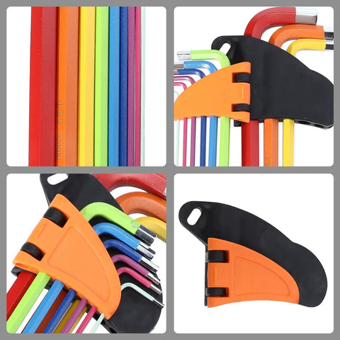 Awesome 9pc Colored L Shaped Hex Key Wrench Set With Long Arm Ball End Design. Premium High Hardness Steel Multi Function Spanner Tools For Fast Repair And Smooth Maintenance Jobs. Rust Resistant Thicken Build That Grips Tight Without Slipping Like A, color-coded hex keys with holder