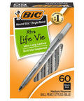 60 Count Round Stic Xtra Life Black Ballpoint Pens deliver top shelf writing in a pack for smooth gliding ink and lasting use.