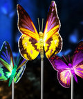 3 Pack Solar Butterfly Garden Lights Waterproof Led Color Changing Stakes For Patio Yard Pathway Decoration Auto 7 Color Cycle Lit Nighttime Show Outdoor Waterproof Decor