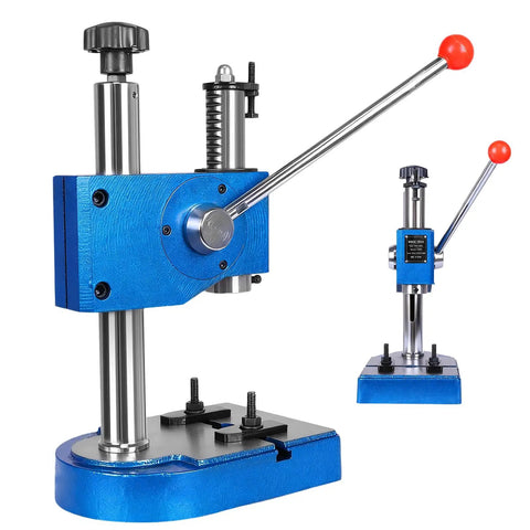 Heavy Duty 0.5 Ton Manual Arbor Press Rock Solid Desktop Workhorse for precision metal stamping and forming, featuring a blue finish.