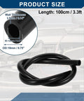 Beefy Silicone Vacuum Hose High Temp Automotive Vacuum Line Three Point Three Feet Long Twelve Millimeter Inner Diameter Three Point Five Millimeter Thick Black demonstrating product size with specifications
