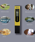 Digital TDS Meter Water Tester For Drinking Water,Pool And Aquarium Test Kit with chart for diverse water sources.