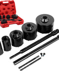 Masonry Hole Saw Kit 9 Piece Set 4 Inch Carbide Hole Saws With SDS Plus Max Shank Concrete Core Bits in red carrying case