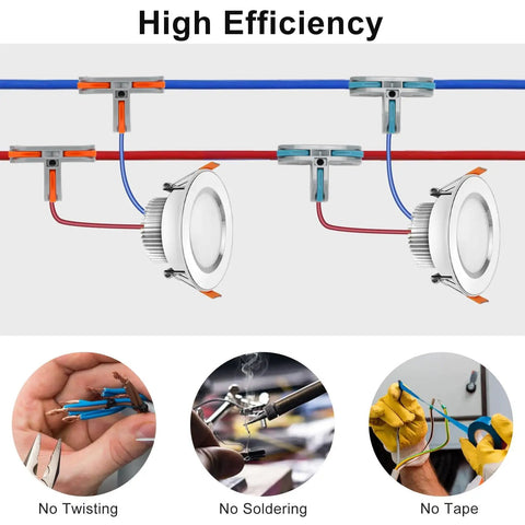 30 Pack Heavy Duty 3 Way Lever Wire Connectors Push In Electrical Splice Terminal Block 28 To 12 Awg 600 Volt 32 Amp Rating For Lighting And Rv Wiring Projects showing efficient connections for lighting without twisting or soldering.