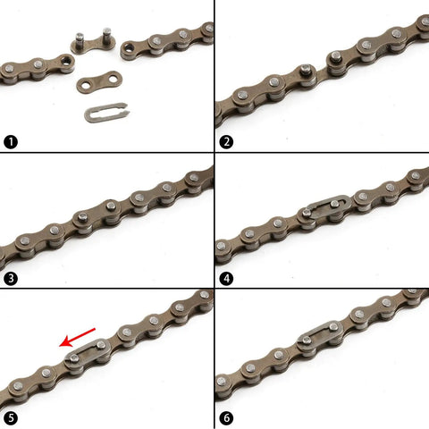 1 Speed Bicycle Chain 122 Links Beefy Forged Steel installation steps for easy fit on road, hybrid, and mountain bikes.