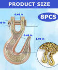 Eight Pack Clevis Grab Hooks Five Sixteenths Inch Grade Seventy Forged Steel For Tow Chains Heavy Duty 5400 Lbs Zinc Plated