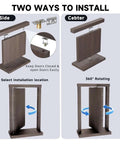 Two installation methods for Secret Door Hinge Kit With 360 Degree Pivot, showing side and center mounting options for hidden doors.