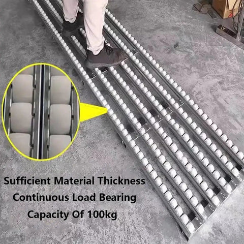 Non Powered Gravity Conveyor Slide For Warehouse Logistics Unloading, 30cm x 1m with load capacity of 100kg and roller design.