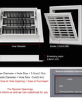 Top Notch Decorative Aluminum Air Vent Cover And Louvered Access Panel With Pre Filter Grille For Ceiling Or Wall Mount 21.6 Inch Drywall Friendly showing dimensions and design details.