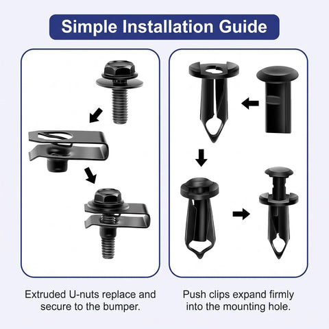 35 Piece Universal Engine Under Cover Fastener Kit With Push Retainers And Rivet Clips For Front And Rear Splash Shield Bumper Fender Liner U Nuts For Most Vehicles, installation guide