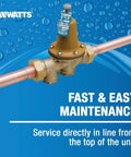 Lead Free Three Quarter Inch Water Pressure Reducing Valve With Solder Union Outlet And NPT Female Outlet Polymer Seat