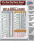 Top Shelf Magnetic Tap Drill Metric Conversion Chart Pack Of 2 At 8.5By11 Inches strong wall mount with inch and metric sizes.