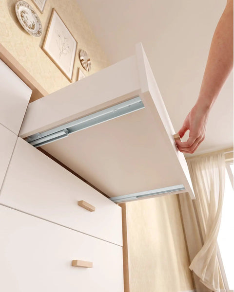 Tough As Nails Soft Close Bottom Mount Drawer Slides Full Extension 16 Inch mounted on cabinet for easy pullout shelves.