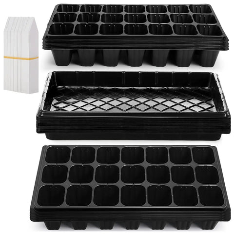 Seed Starter Kit With Dome Trays 21 Cell Plug Trays And 1020 Flat Trays No Holes Includes 100 Plant Tags
