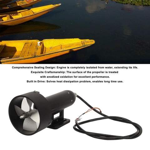 Yellow boats floating in water above Underwater Thruster Beefed Up 24 To 50V 30Kg Brushless Motor With Four Vane Wing Propeller