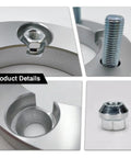 Close-up of glossy aluminum Beefy 1 Inch Wheel Washers For 4x156mm Bolt Pattern With 3 Eighth Inch Studs To 12mm Wheels Compatible With 2008 2014 RZR Ranger 500 800 XP900 And 2001 2011 Polaris Sportsman 400 Set Of 4