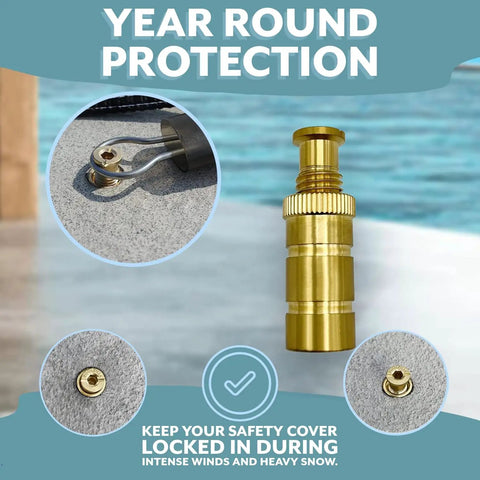 Brass Pool Safety Cover Anchors For Concrete And Pavers Three Quarters Inch Hole Universal Fit 10 Pack Durable Hardware