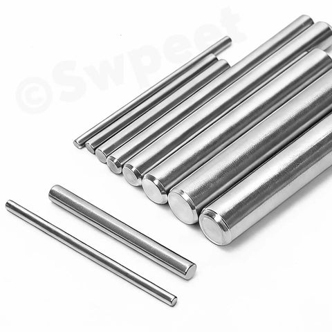 Boss Level 304 Stainless Steel Dowel Pin Assortment Featuring 180 Pieces Across Nine Sizes with various lengths and shiny finish.