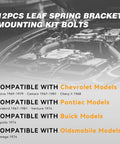 12Pcs Leaf Spring Bracket Mounting Kit With J Clips And Bolts For Classic Camaro Firebird 1967 1981 1969 1979 Nova 1968 Chevy II compatibility details.