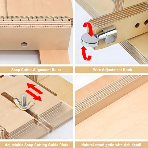 Wooden Soap Cutter Machine And Loaf Slicer Kit With Adjustable Steel Wire And Ruler Guide For Easy DIY Soap Making Beginners