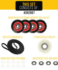 Dryer Repair Kit 4392067 For Whirlpool Duet Front Load Dryers With Belt 661570 Roller Drum Support Kit W10314173 Idler 279640
