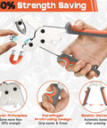 Heavy Duty Snap Fastener Tool Kit With 140 Pcs Snap Buttons And Pliers For Leather Canvas Boat Covers Marine Tarp And Fabric Repair Pro Grade Built For DIY On The Go, showing ergonomic pliers in use.
