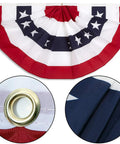 1.5x3 Ft Memorial Day And 4th Of July Patriotic Bunting Flags Outdoor Half Fan Banner 3-Pack, pleated with brass grommets