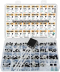 434 Piece Transistor Assortment Kit With 24 Values Including BJT MOSFET JFET Germanium Darlington Transistors And Sockets in box