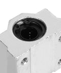 Close-up view of 4 Pack SCS10UU Linear Motion Ball Bearing Slide Unit with aluminum housing and 10mm inner diameter for CNC machines and 3D printers.
