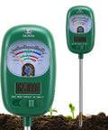 Super Handy Go To All In One Soil Test Kit With Moisture Meter PH Meter Sunlight Intensity Fertility Tester LCD Display Air And Soil Hygrometer And Temperature For Houseplants Gardens Farms And Lawn Care, green probe in soil