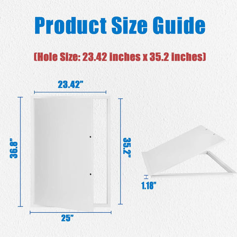 Drop Dead Durable 24X36 Thickened Aluminum Access Panel For Drywall And Ceilings With Super Sturdy 1.3Mm Frame size guide showing dimensions.