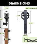 Black Rustic Non Bypass Sliding Barn Door Hardware Kit For Two Doors 12 Foot Flat Track With Spoke Wheel Rollers dimensions