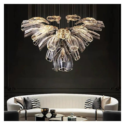 Luxury Creative Crystal LED Chandelier Glass Pendant Light Fixture For Dining Living Room Spaces, stylish design with clear glass.