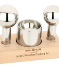 Pro Grade Steel Dapping Block And Punch Set For Jewelry Making with 57mm and 63mm doming punches on a wooden stand