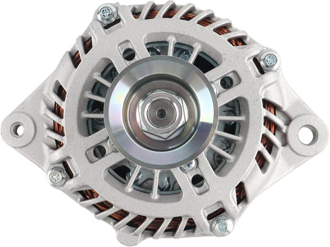 Front view of Plug And Play Alternator Replacement For Nissan Murano 2015 2016 2017, Pathfinder 2013 2014 2015 2016 2017, QX60 2014 2015 2016, JX35 2013 V6 3.5L, OEM Grade Auto Alternator Replaces 11538N 23100-3JA1A 23100-3JA1ARE A3TJ3991 A3TJ3991ZC.